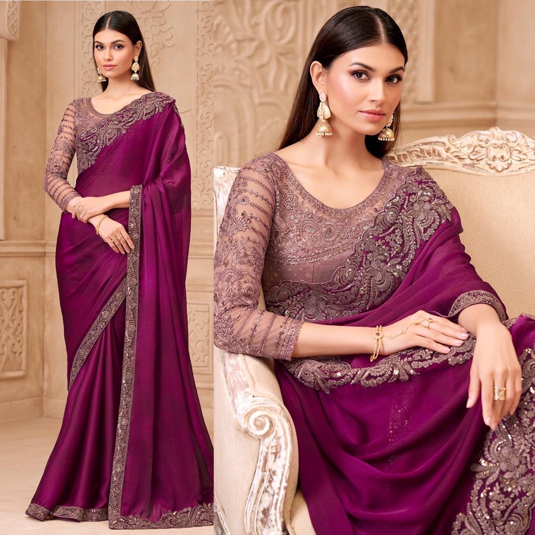 Purple shimmer Dazz saree