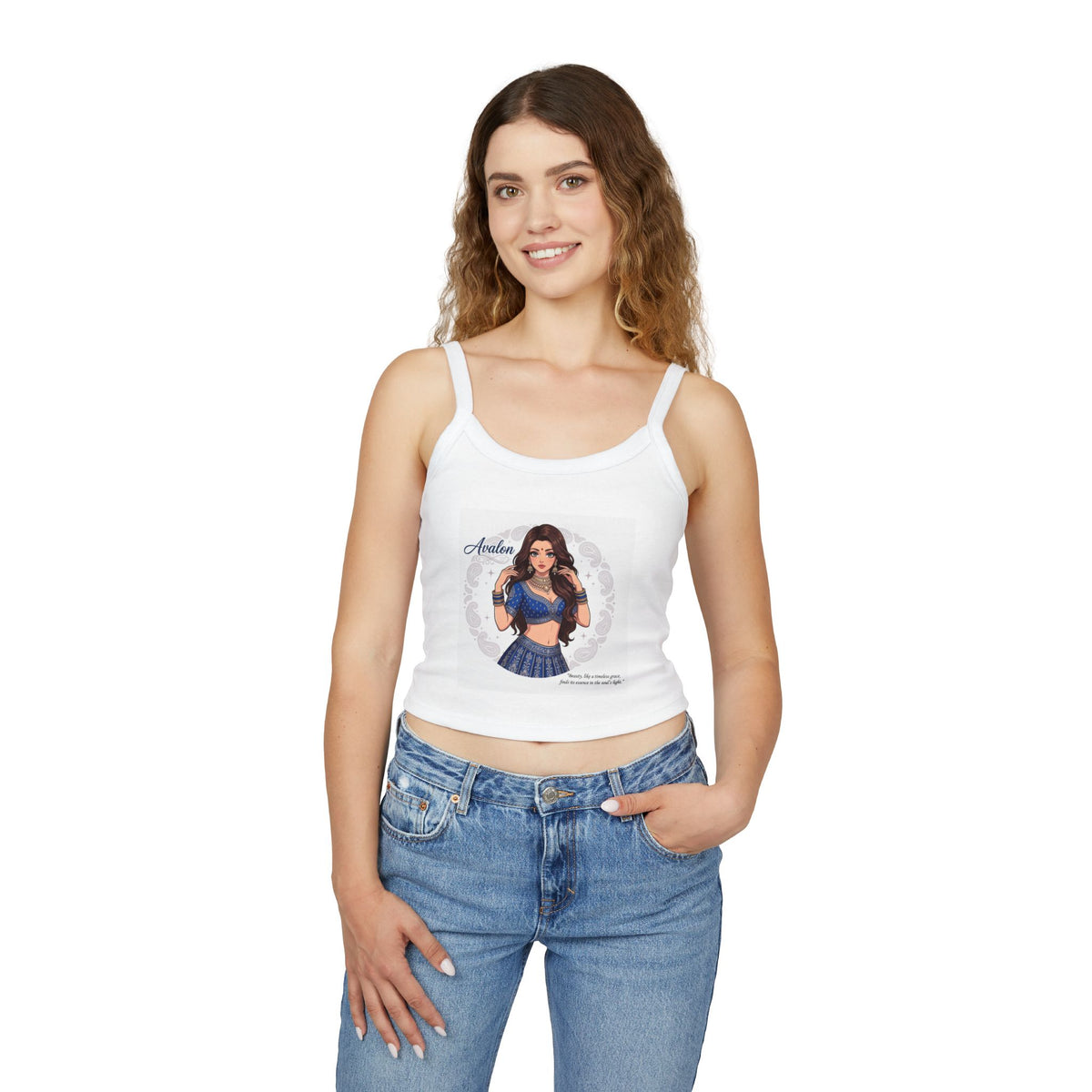 Avalon Dance Girl Crop Tank Top — Cute Belly-Button Spaghetti Strap Tee