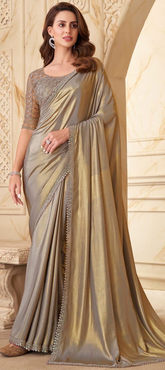 Gold Avalencia saree