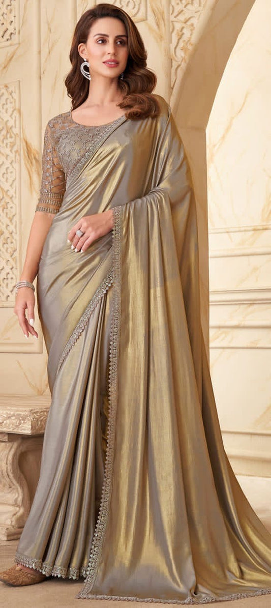 Gold Avalencia saree