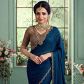 Blue shimmeria saree