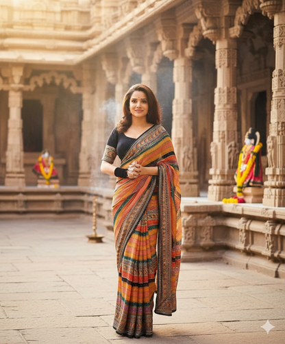 Multicolour sizzle saree