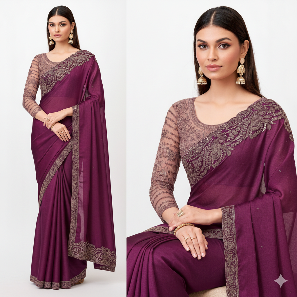 Purple shimmer Dazz saree