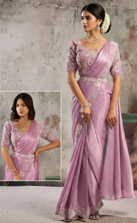 Lavender Pink Dazz , one minute saree