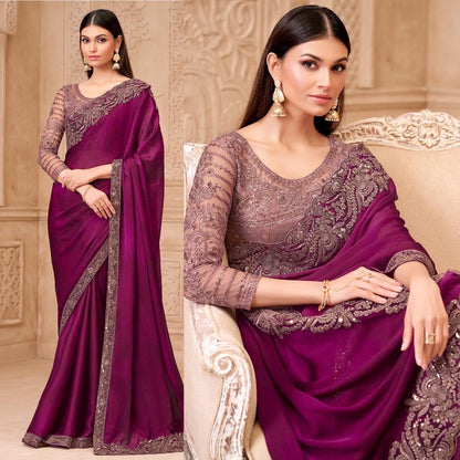 Purple shimmer Dazz saree